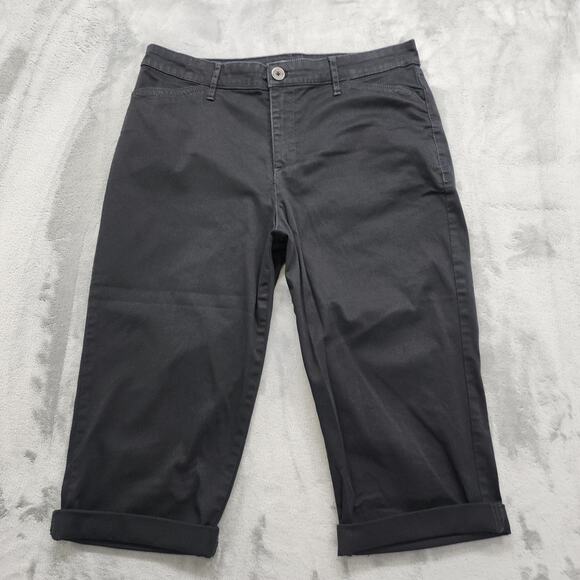 Gloria Vanderbilt Pant Womens 8 Black ANITA High Rise Straight Capri Khaki Unltd - Picture 1 of 12